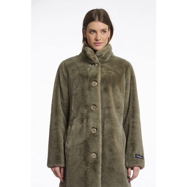 Rino & Pelle Nonna.7002511 rino en pelle single breasted fake fur coat green ash Nonna.7002511 Green ash large