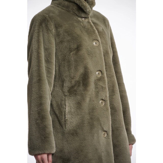 Rino & Pelle Nonna.7002511 rino en pelle single breasted fake fur coat green ash Nonna.7002511 Green ash large