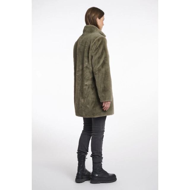 Rino & Pelle Nonna.7002511 rino en pelle single breasted fake fur coat green ash Nonna.7002511 Green ash large