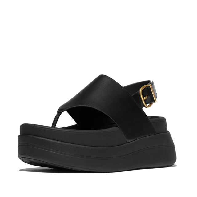 FitFlop F-mode stack leather back-strap toe-post sandals E2G large