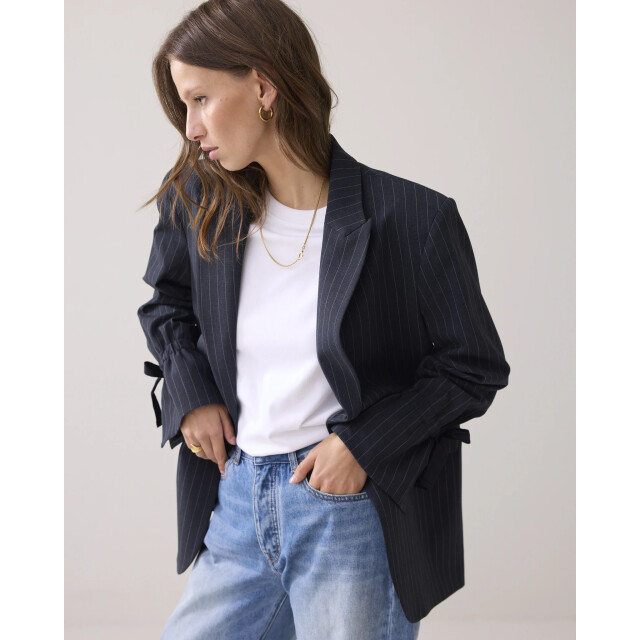 Summum 1s1263-12258 495 blazer boyfriend pinstripe midnight blue 1s1263-12258 495 large