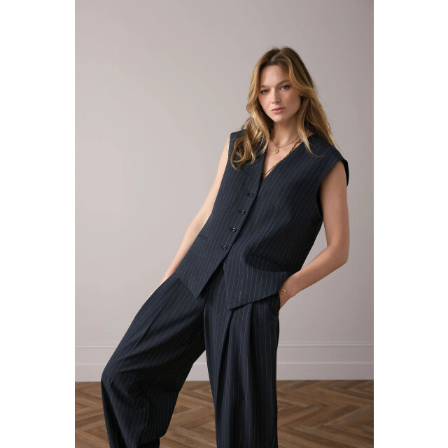 Summum 4s2905-12258 495 trousers wide leg pinstripe, inseam 82cm midnight blue 4s2905-12258 495 large