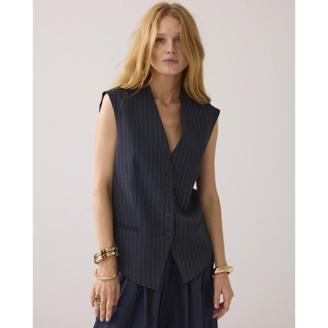 Summum 9s137-12258 495 gilet pinstripe midnight blue 9s137-12258 495 large