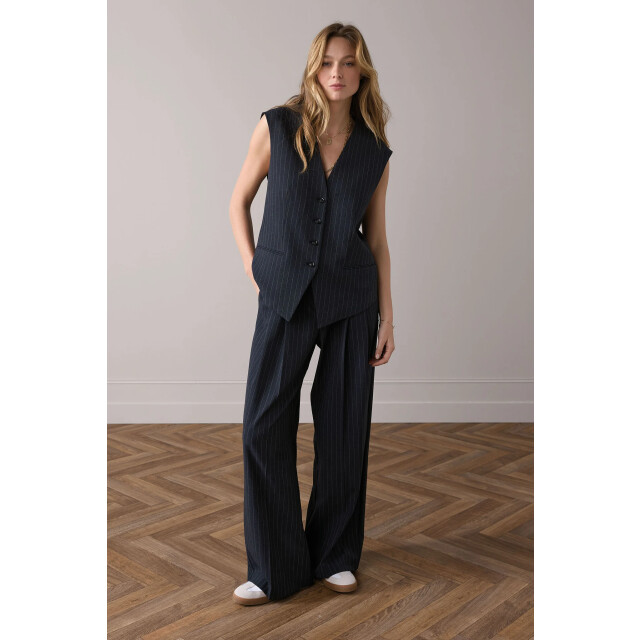 Summum 4s2905-12258 495 trousers wide leg pinstripe, inseam 82cm midnight blue 4s2905-12258 495 large