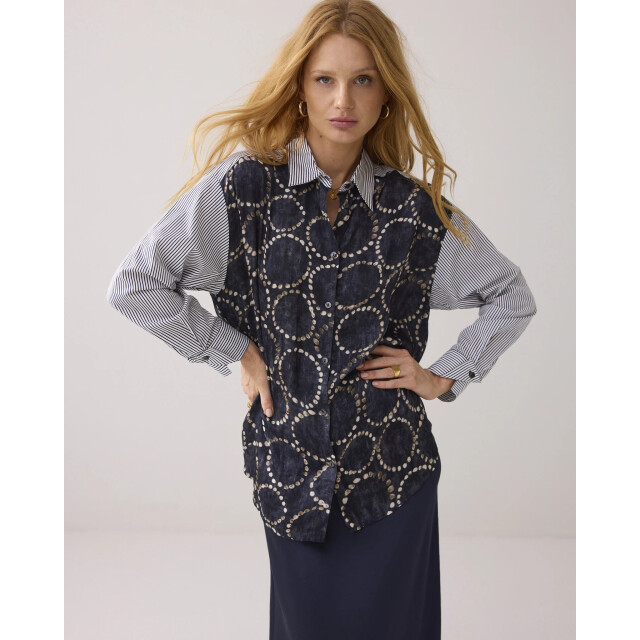 Summum 2s3329-12263 495 blouse all over print midnight blue 2s3329-12263 495 large
