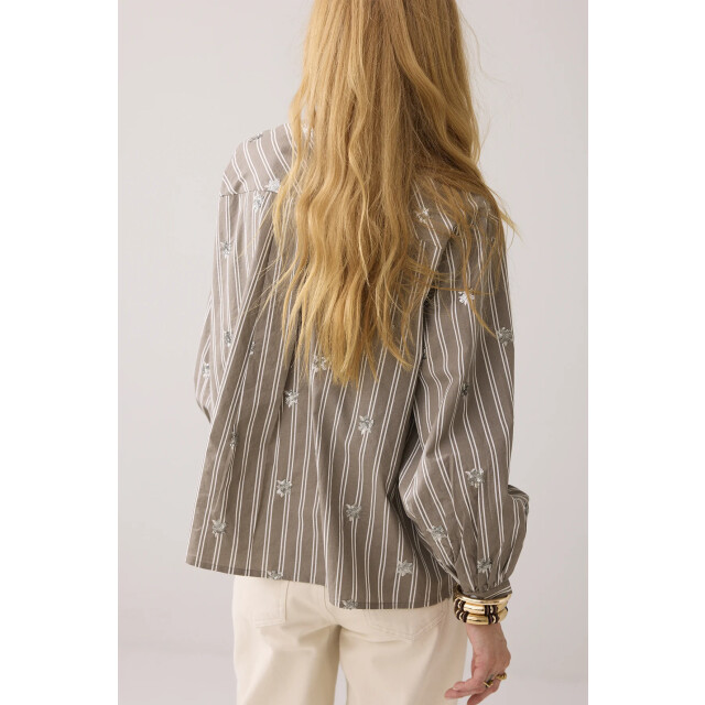 Summum 2s3328-12291 blouse stripe scattered embro 2s3328-12291 Blouse Stripe scattered embro large