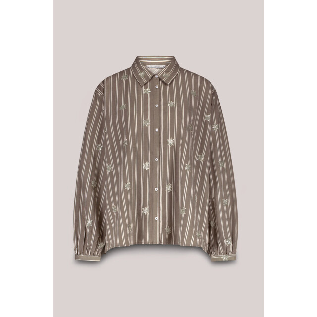 Summum 2s3328-12291 blouse stripe scattered embro 2s3328-12291 Blouse Stripe scattered embro large