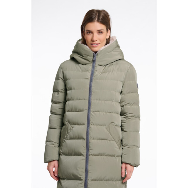 Rino & Pelle long padded hooded coat with faux fur keilafur.7002511 10917 green ash stone 06111.340.0009 large Rino & Pelle long padded hooded coat with faux fur keilafur.7002511 10917 green ash stone 06111.340.0009 large