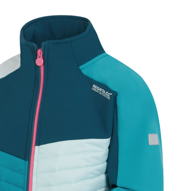 Regatta Childrens/kids brynden gewatteerde full zip soft shell jas UTRG12021_moroccanbluebleachedaqua large
