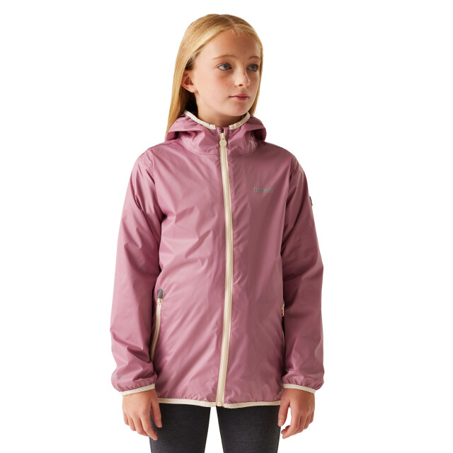 Regatta Groot buitenshuis kinderen/kinderen lever ii packaway rain jacket UTRG1885_lilaslightvanilla large