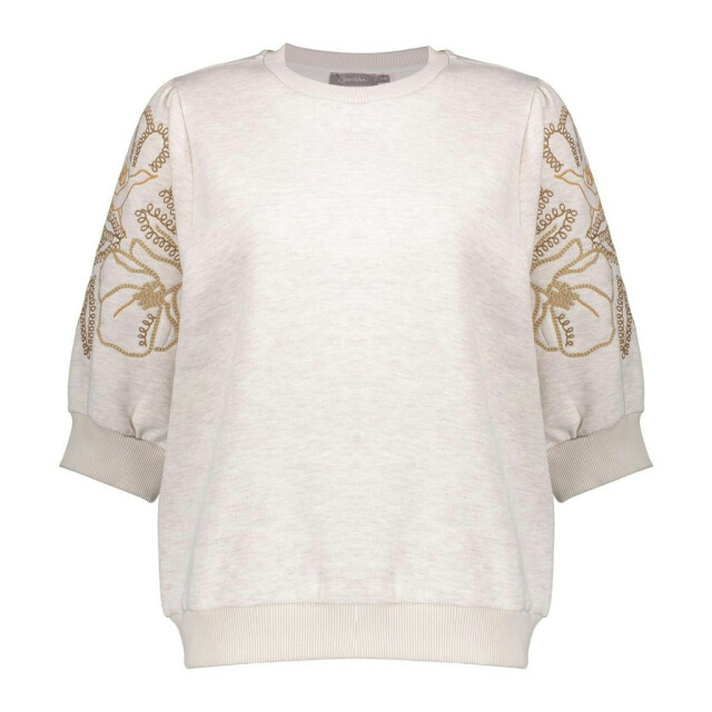 Geisha Sweater short sleeve embroidery beige 4209.05.0035 large