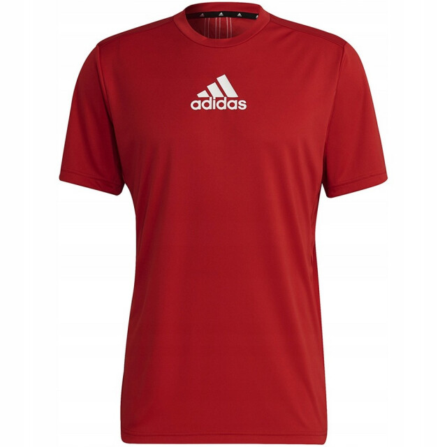 Adidas Heren designed to move 3 stripes primeblue sport t-shirt UTPP4928_red large