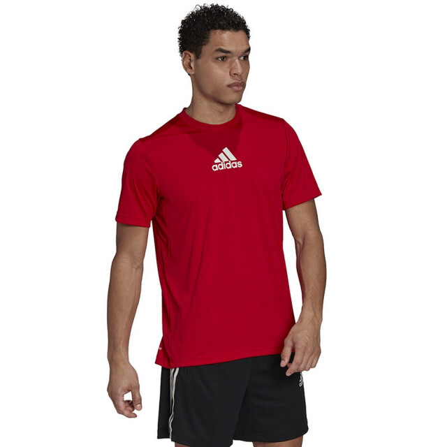 Adidas Heren designed to move 3 stripes primeblue sport t-shirt UTPP4928_red large
