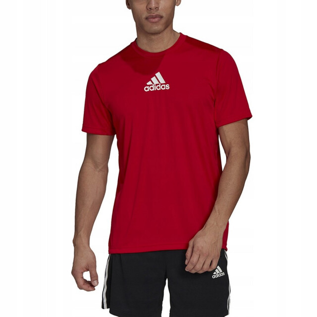 Adidas Heren designed to move 3 stripes primeblue sport t-shirt UTPP4928_red large