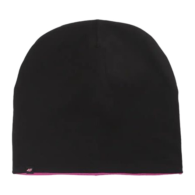4F Kinder/kinder logo katoenen dubbelzijdige beanie UTPP4681_blackpink large