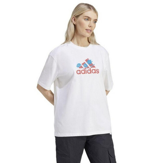 Adidas Dames badge of sport bloemen t-shirt UTPP4587_white large