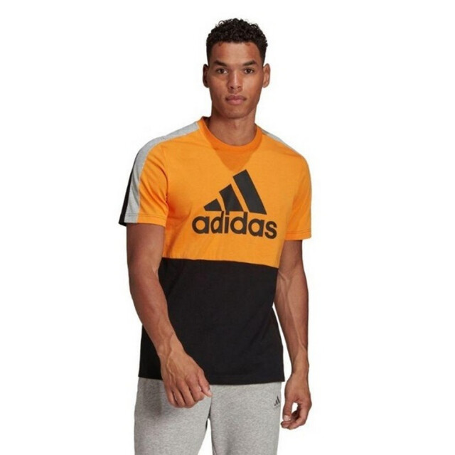 Adidas Heren essentials colour block single jersey t-shirt UTPP4226_blackorange large