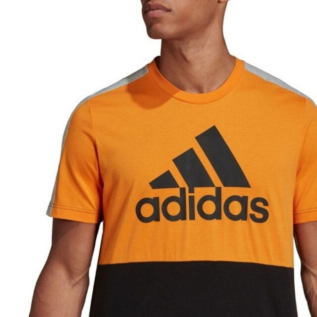 Adidas Heren essentials colour block single jersey t-shirt UTPP4226_blackorange large