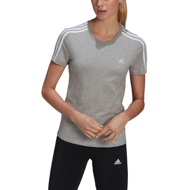 Adidas Dames essentials slim t-shirt met logo UTPP252_mediumgreywhiteheather large