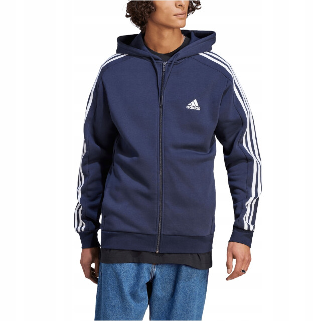 Adidas Heren essentials gestreepte fleece full zip hoodie UTPP1652_navyblue large