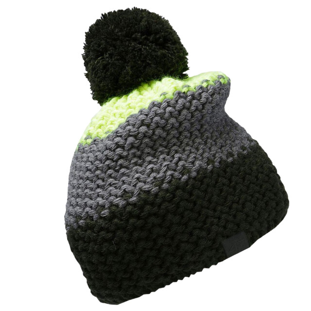 4F Kinder/kinder pom pom muts UTPP1101_blackgrey large