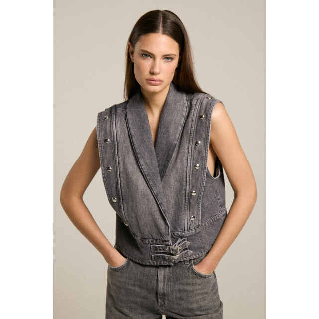 Homage to Denim H-cw25m65 waistcoat with belt and studs H-CW25M65 Gilet With Belt and Studs large