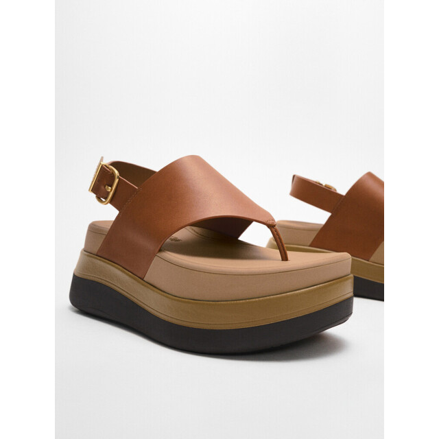 FitFlop F-mode stack leather back-strap toe-post sandals E2G large