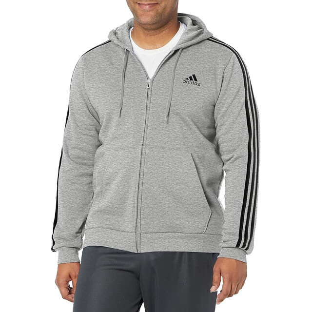Adidas Heren essentials 3 stripes fleece hoodie UTPP1390_greysilver large