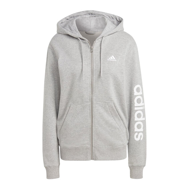 Adidas Dames essential linear french terry full zip hoodie UTPP3353_grey large Adidas Dames essential linear french terry full zip hoodie UTPP3353_grey large