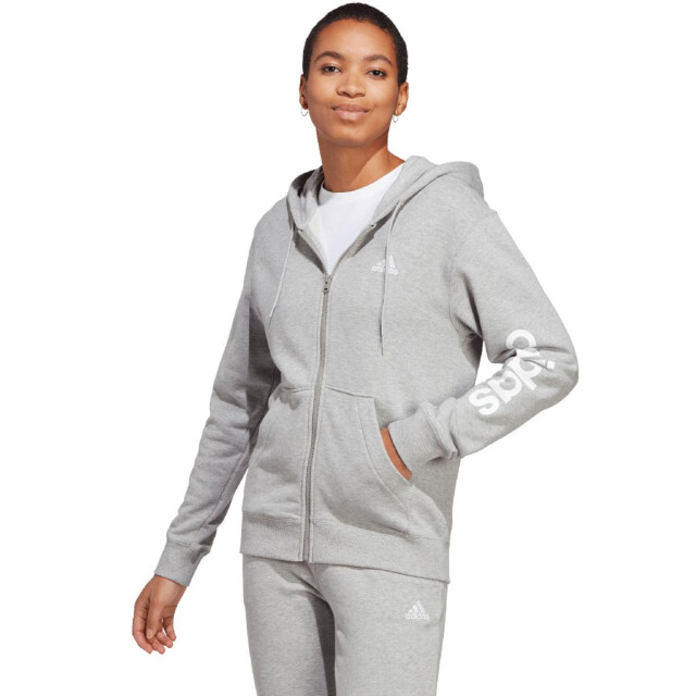 Adidas Dames essential linear french terry full zip hoodie UTPP3353_grey large Adidas Dames essential linear french terry full zip hoodie UTPP3353_grey large