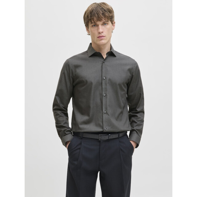 Jack & Jones jprblaparker shirt l/s noos 12227385 dark grey melange 05631.970.0060 large