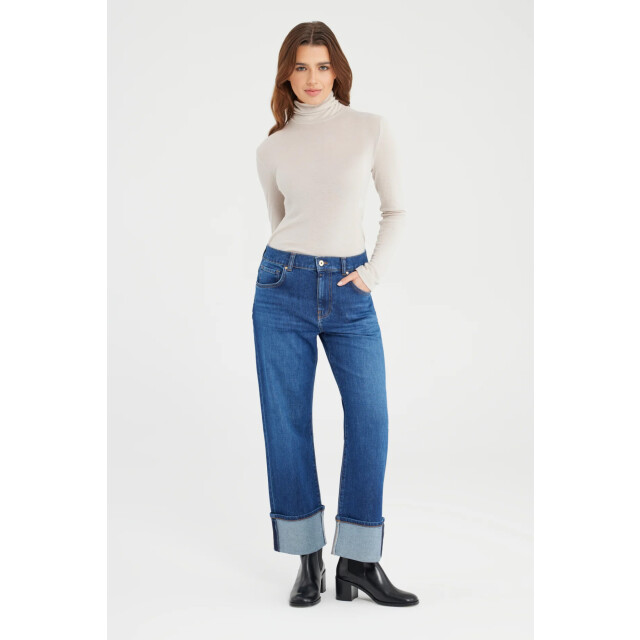 C.O.J. Denim Mid waist straight astra blue Ruby-216 large