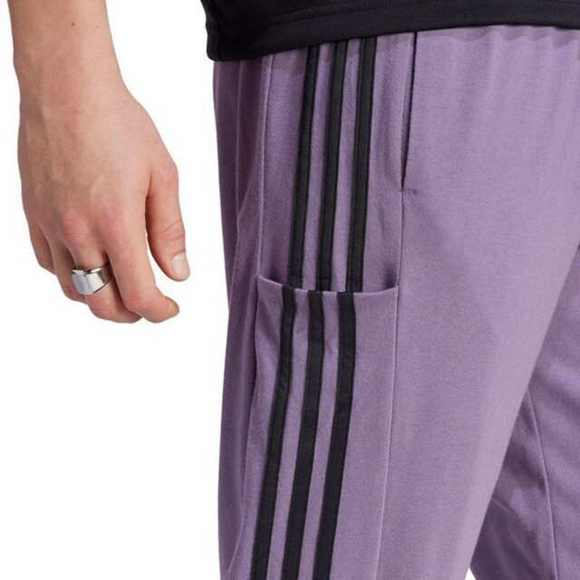 Adidas Heren essentials single jersey 3 strepen open hem tapered joggingbroek UTPP3589_violet large