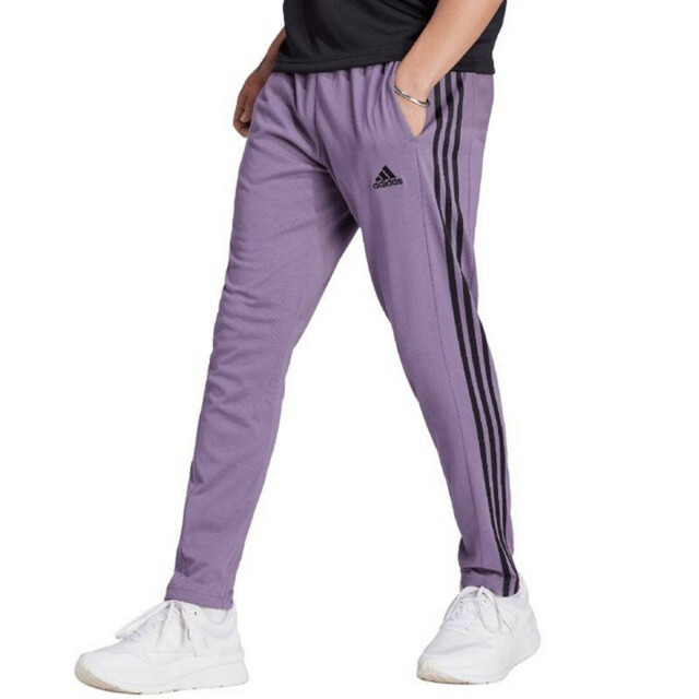 Adidas Heren essentials single jersey 3 strepen open hem tapered joggingbroek UTPP3589_violet large