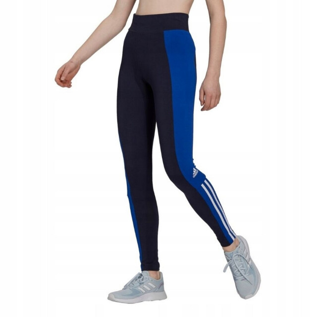 Adidas Dames essentials legging kleurblok UTPP2011_blackblue large Adidas Dames essentials legging kleurblok UTPP2011_blackblue large