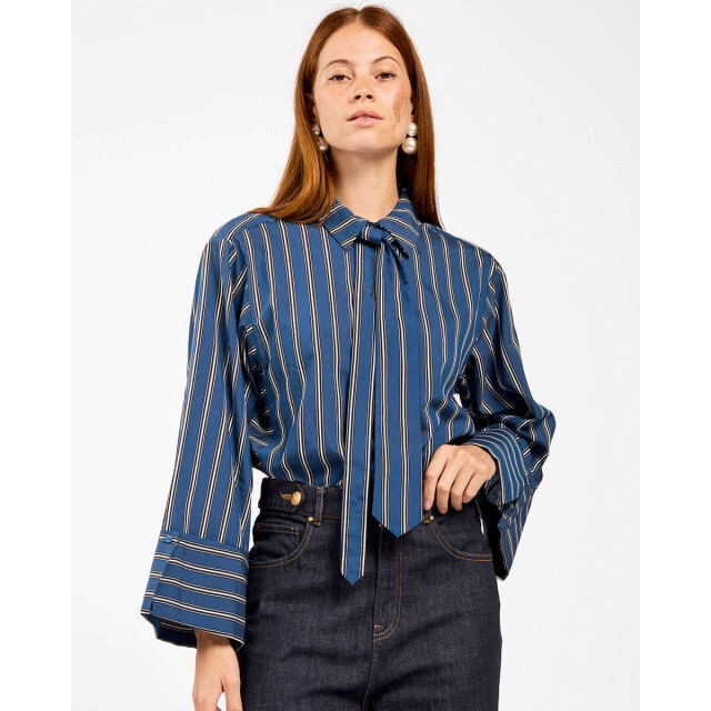 Aaiko Blouse lange mouw elda blue stripe Aaiko Blouse lange mouw ELDA BLUE STRIPE large