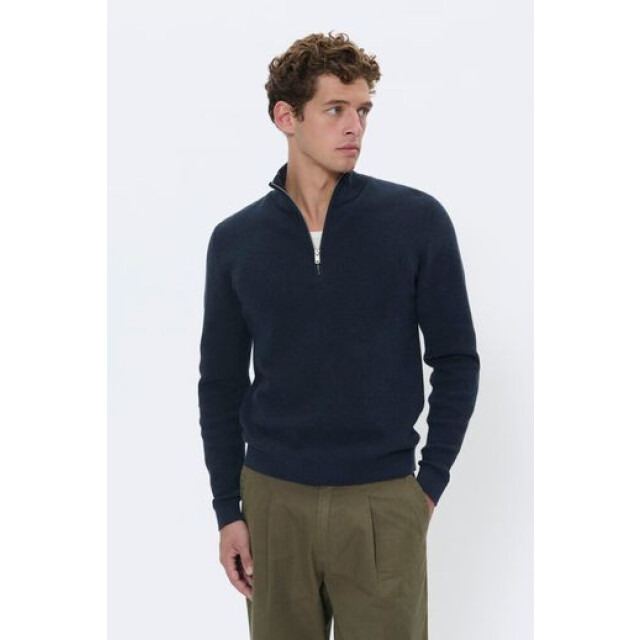 Matinique 30207192 lagoon 1940111 dark navy melange heren trui half zip matini 1940111 Dark Navy Melange/30207192  LAGOON large