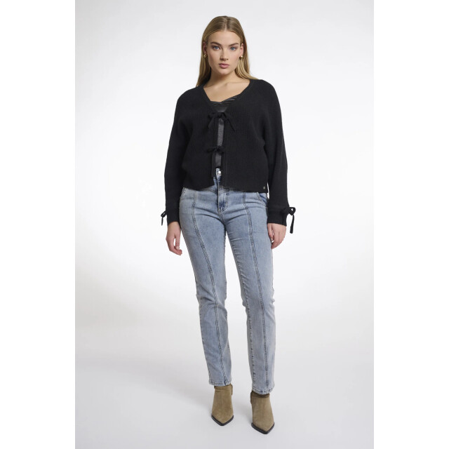 Rino & Pelle Gouke.5002511 rino en pelle knitted cardigan with bows black Gouke.5002511 Black large