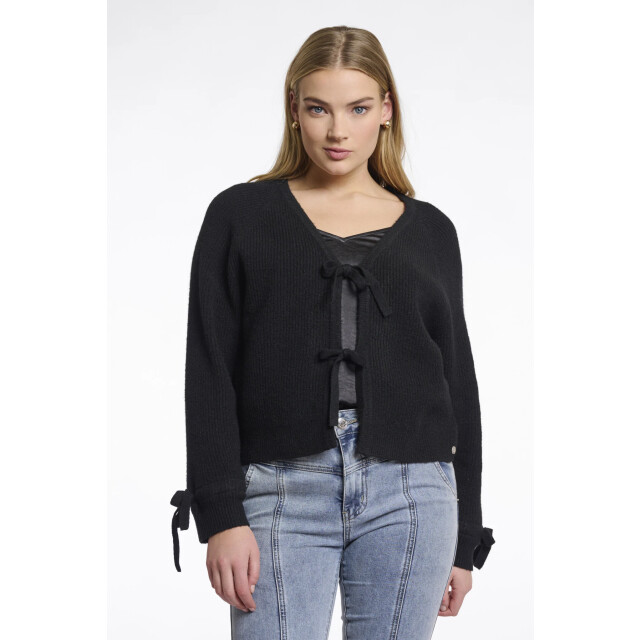 Rino & Pelle Gouke.5002511 rino en pelle knitted cardigan with bows black Gouke.5002511 Black large
