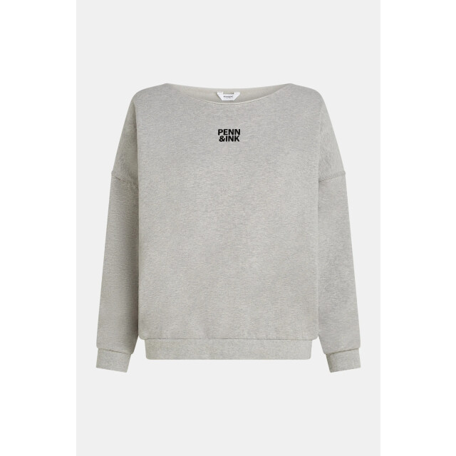 Penn & Ink W25f1703 83m-90 penn&ink sweater print grey mel. black W25F1703 83m-90 large