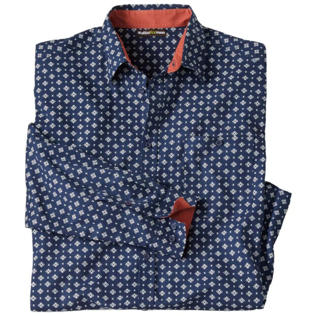 Atlas For Men Poplin overhemd met patroon voor heren UTAF278_navy large