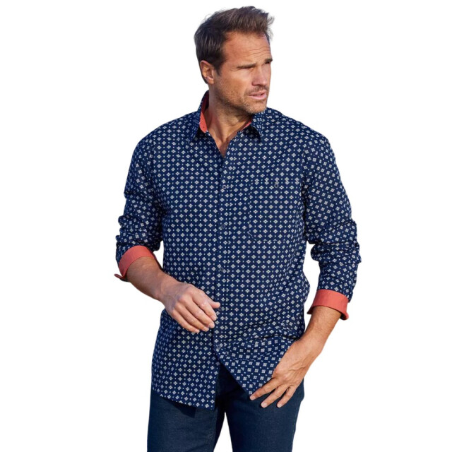 Atlas For Men Poplin overhemd met patroon voor heren UTAF278_navy large