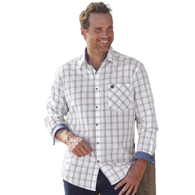 Atlas For Men Heren geruit poplin overhemd UTAF831_whitenavy large