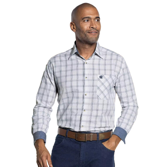 Atlas For Men Heren geruit poplin overhemd UTAF831_whitenavy large