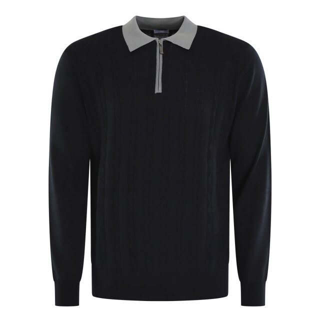 Pal Zileri Heren half zip polo 9B3M0M322-Navy large