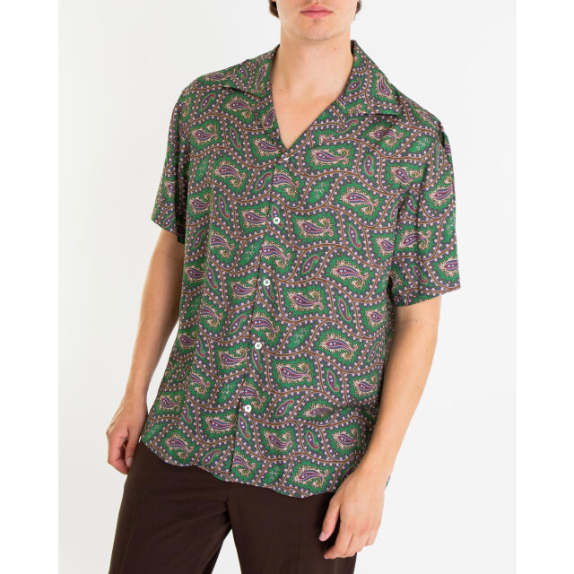 Drole De Monsieur Heren la chemise paisley shirt H-SH229-VI021-Dark Green large