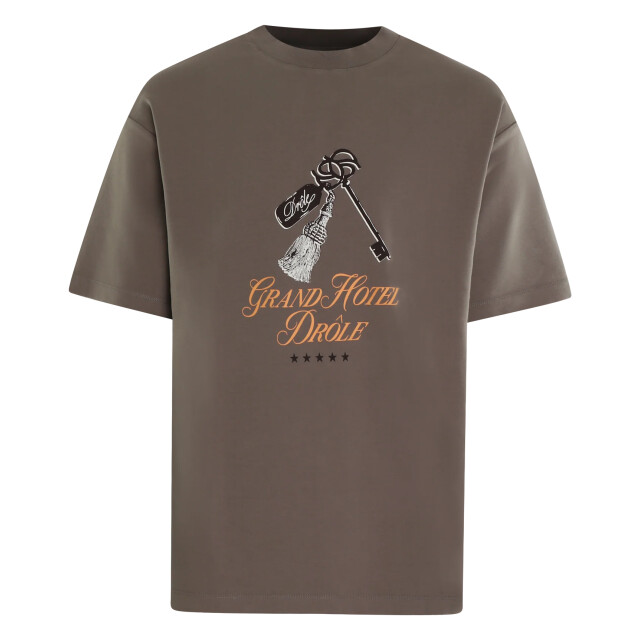 Drole De Monsieur Heren le grand hôtel t-shirt H-TS261-CO002-TA-Taupe large