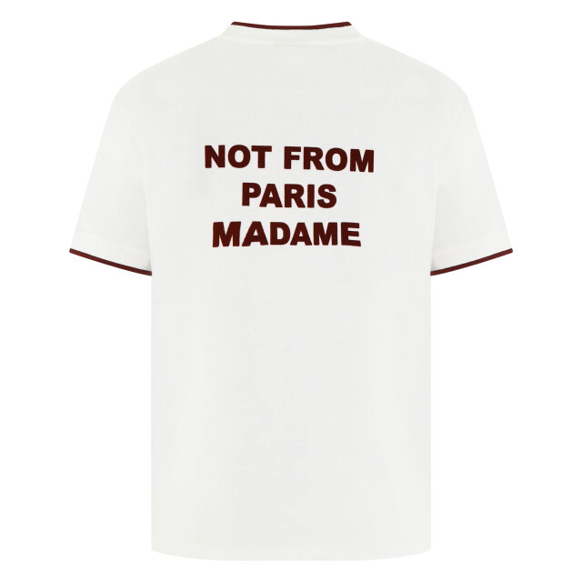 Drole De Monsieur Heren slogan piqué t-shirt H-TS262-CO167-OW-Off Whte large