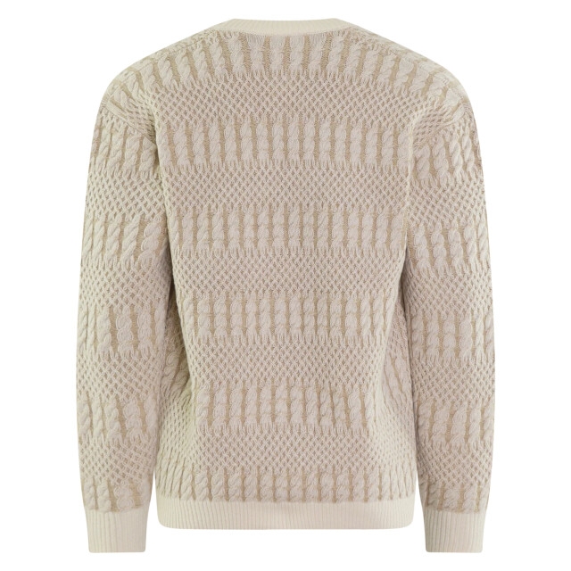 Drole De Monsieur Heren torsades bicolor vest H-CA160-WO018-OW-Off White large