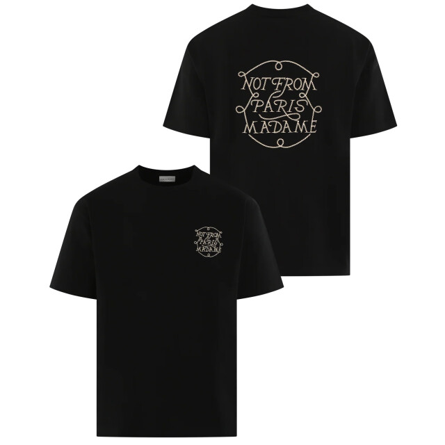 Drole De Monsieur Heren slogan tresses t-shirt H-TS259-CO134-BL-Black large